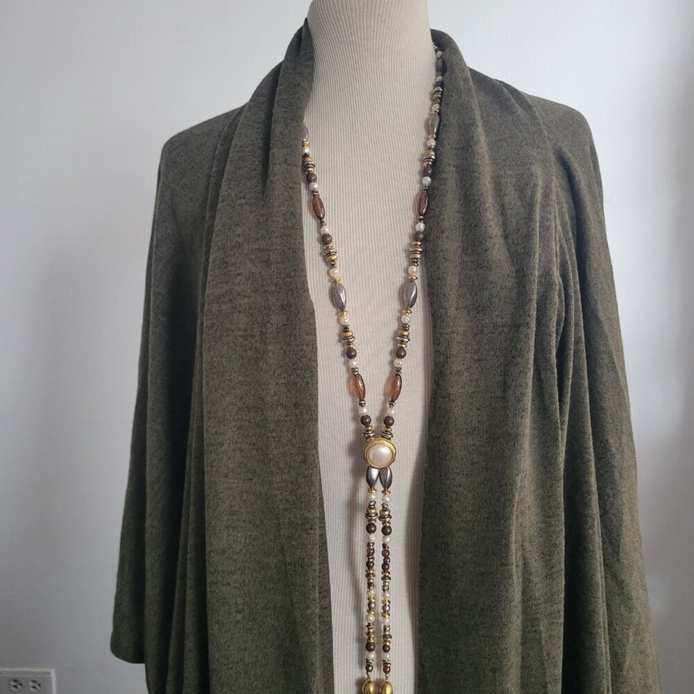 Dear Scarlett Green Knit Poncho Wrap Cape Cardigan (Size: One Size) - Picture 4 of 15